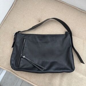 Loristella Black Perforated Leather Hobo Shoulder Bag